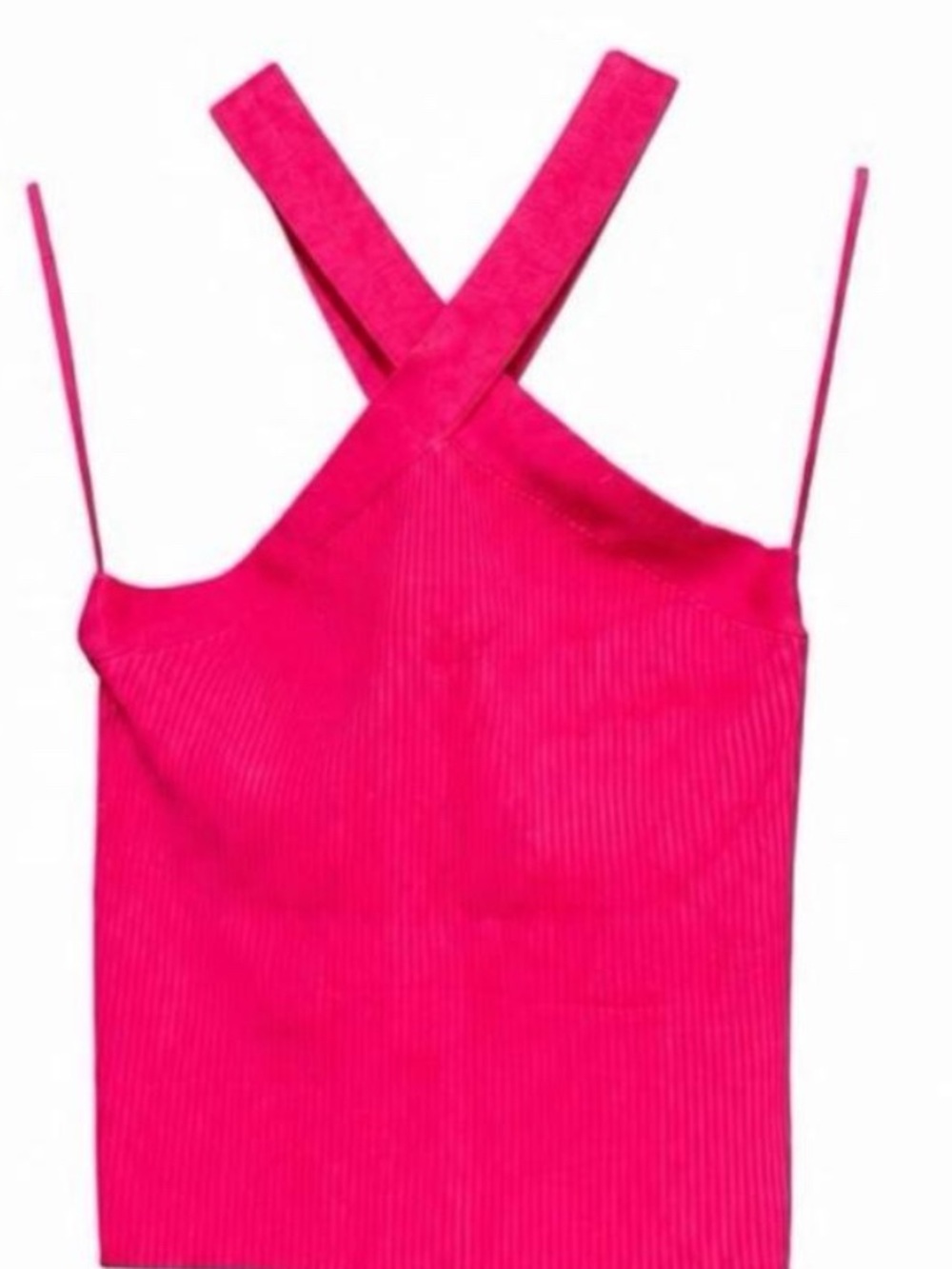 H by Halston Bright Fuchsia One-Shoulder Ribbed Dress